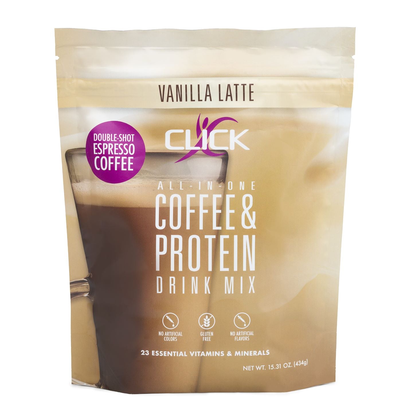 CLICK Coffee Protein Powder Meal Replacement, Vanilla Latte Flavor