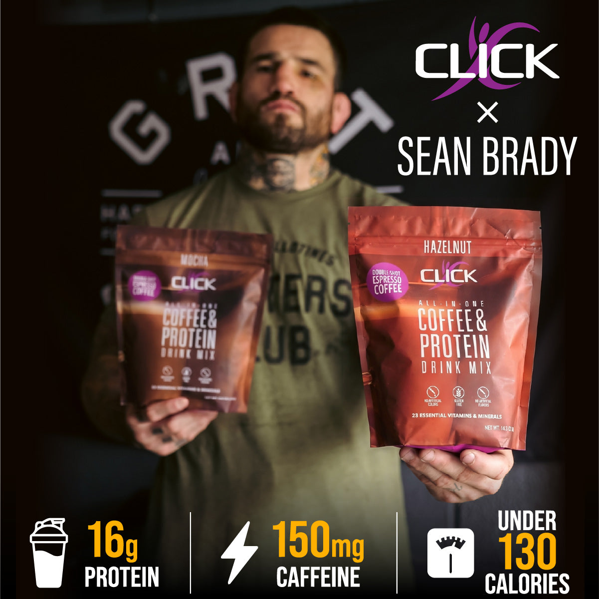 CLICK Coffee Protein Powder Meal Replacement, Hazelnut Flavor