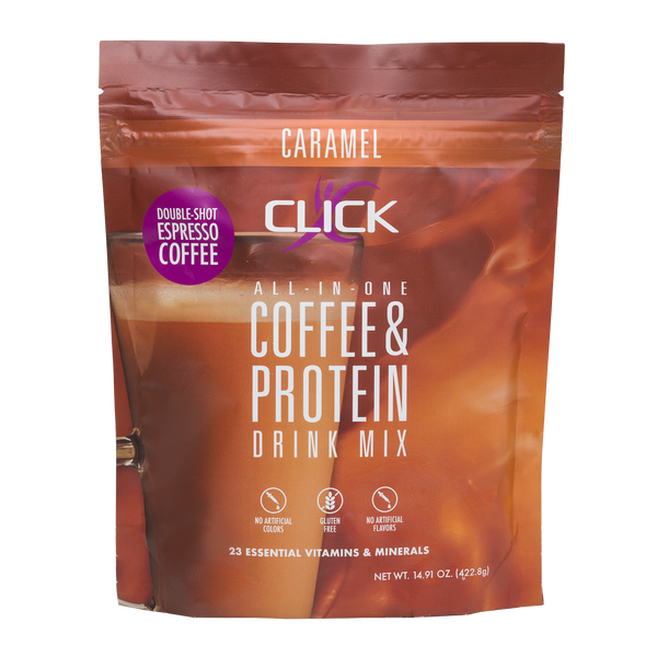 CLICK Coffee Protein Drink Shaker Cup with Wire Wisk Ball 20 Ounce