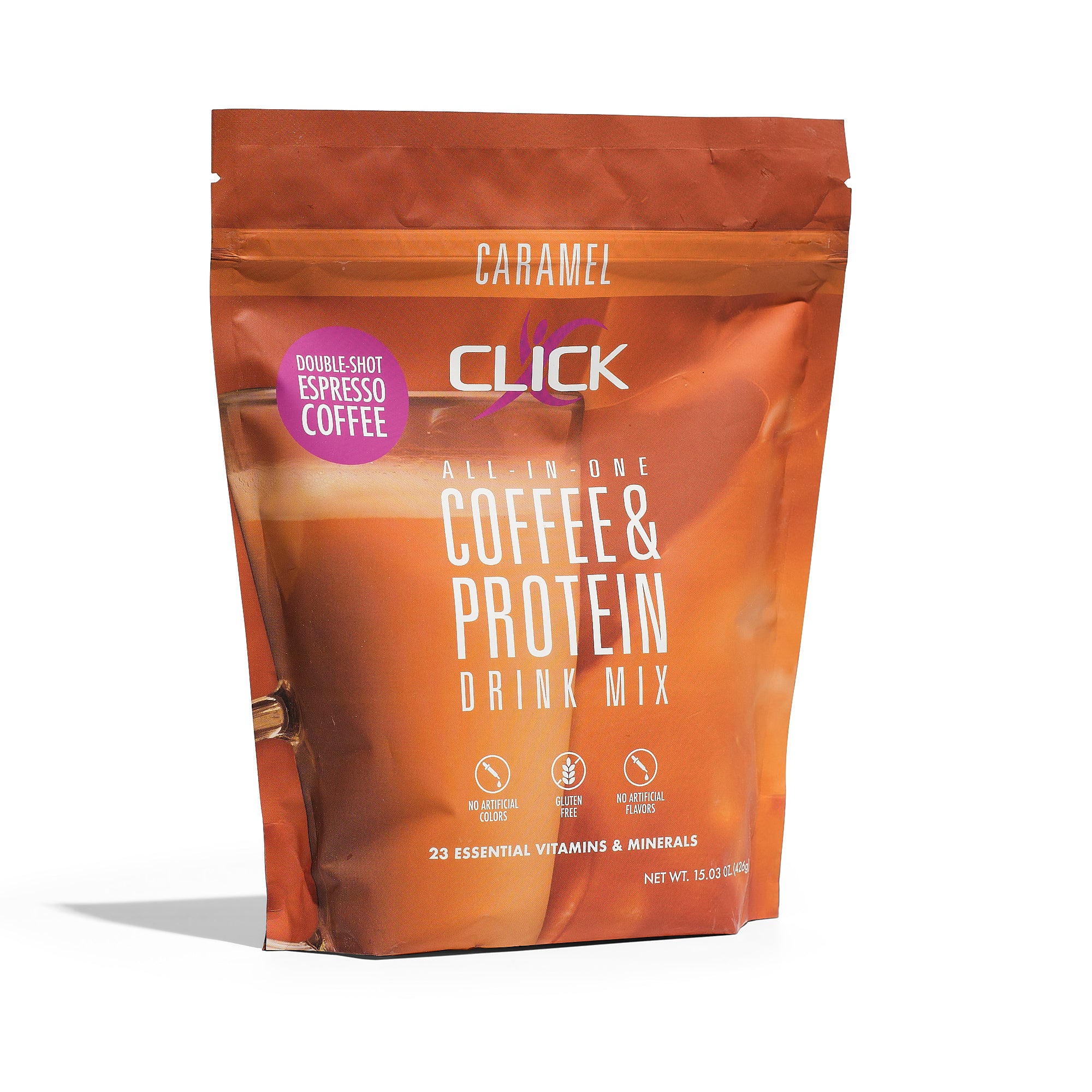 CLICK Coffee Protein Powder Meal Replacement, Caramel Flavor