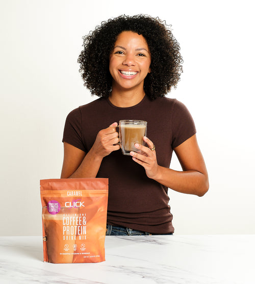 CLICK Coffee Protein Powder Meal Replacement, Caramel Flavor