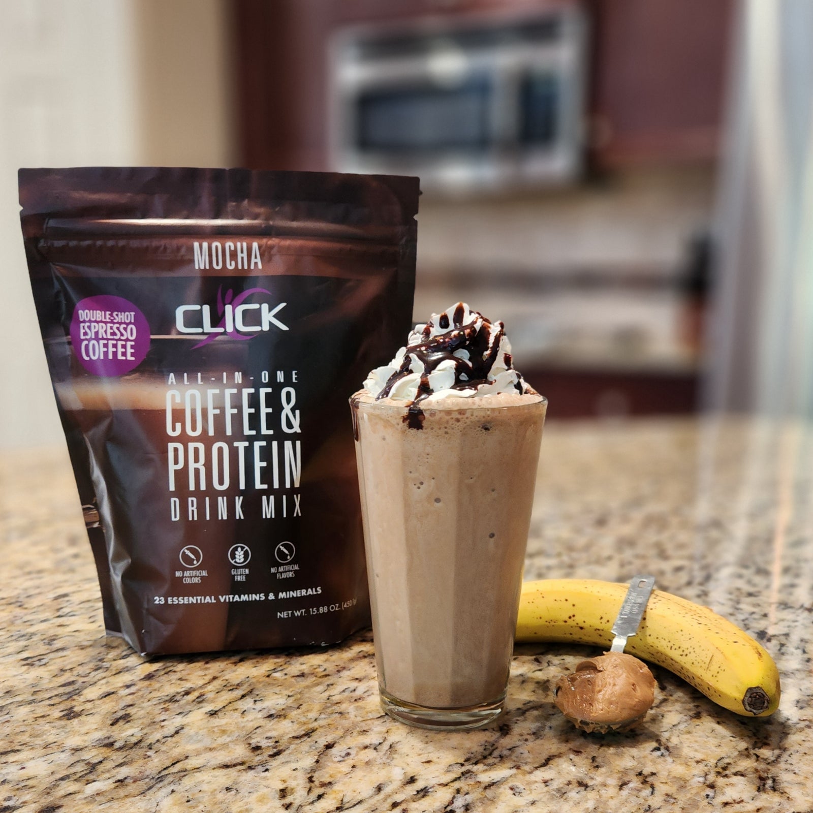 Click All-in-One Protein & Coffee Meal Replacement Drink Mix, Mocha, 15.8 oz