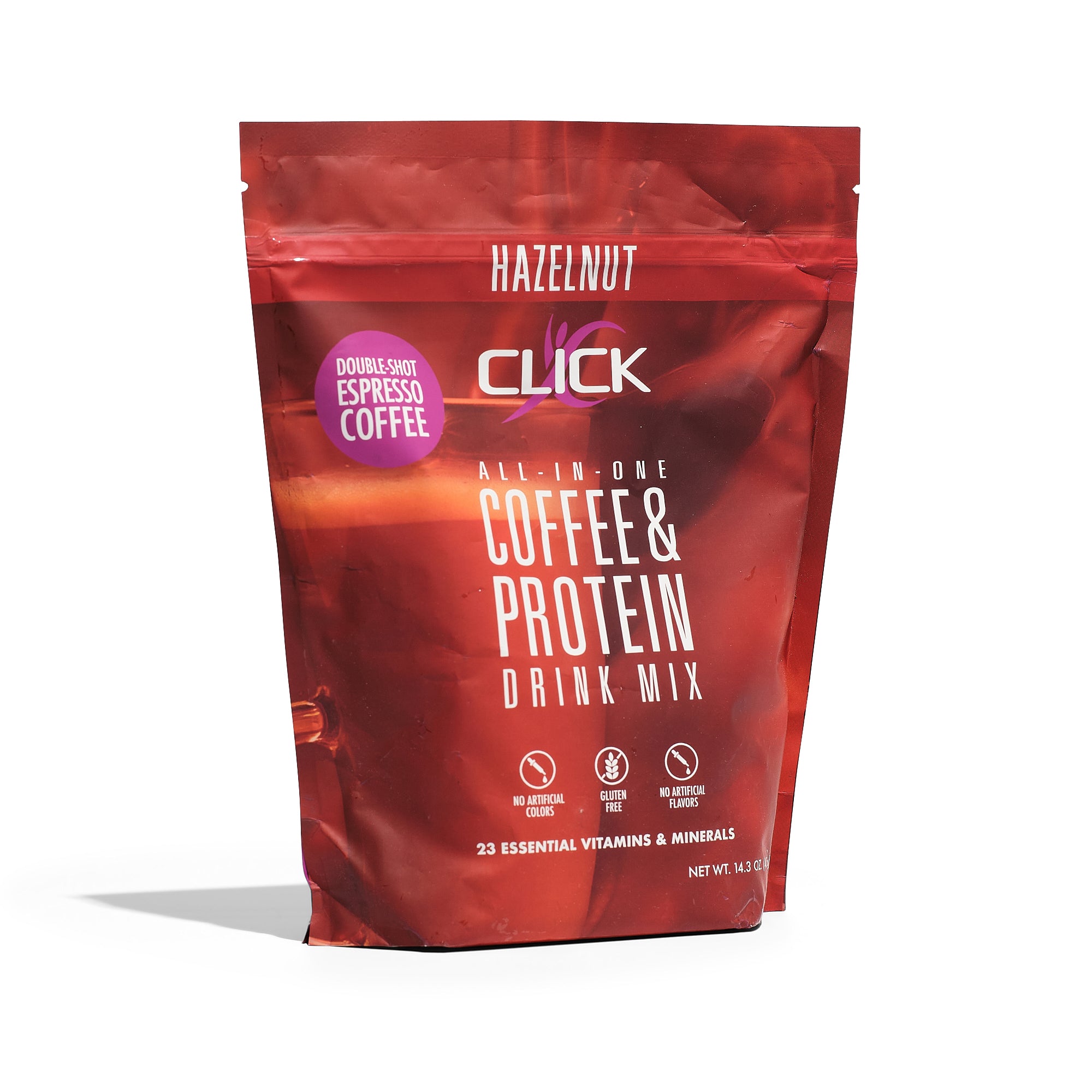 CLICK Coffee Protein Powder Meal Replacement, Hazelnut Flavor