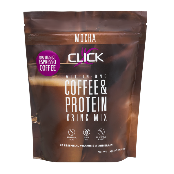 CLICK Coffee Protein Drink Shaker Cup with Wire Wisk Ball 20 Ounce