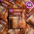 CLICK Coffee Protein Powder, 10 Single-Serve Packets, Caramel Flavor