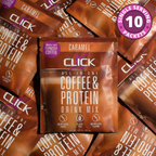 CLICK Coffee Protein Powder, 10 Single-Serve Packets, Caramel Flavor