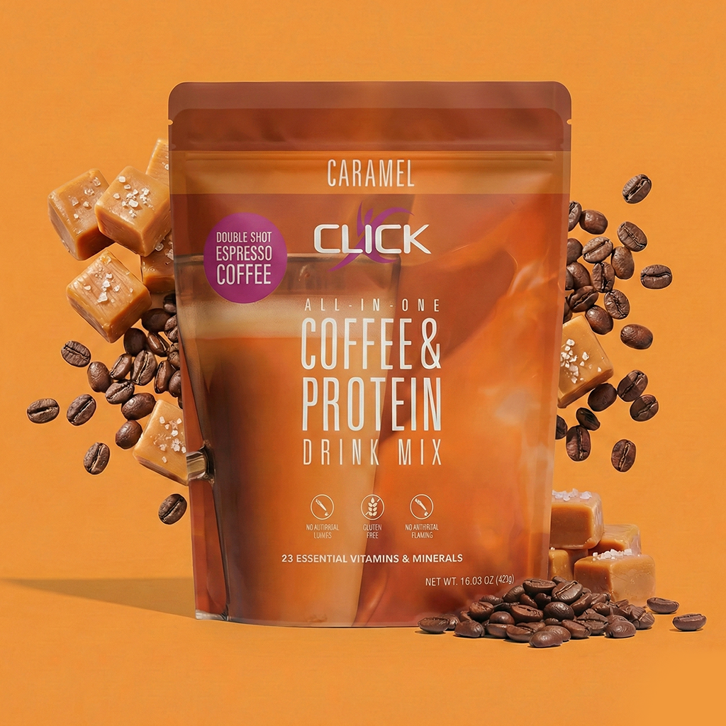 CLICK Coffee Protein Powder Meal Replacement, Caramel Flavor