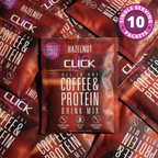 CLICK Coffee Protein Powder, 10 Single-Serve Packets, Hazelnut Flavor