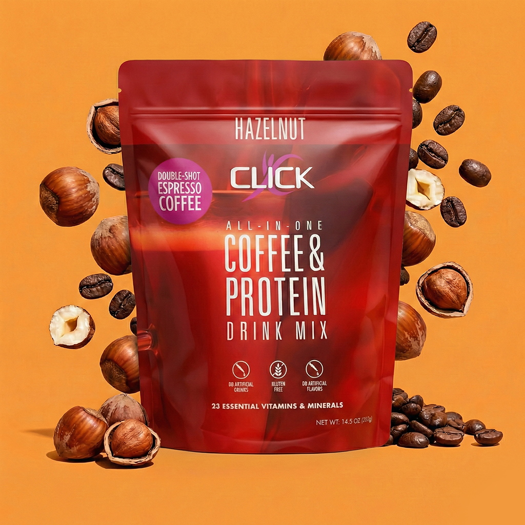 CLICK Coffee Protein Powder Meal Replacement, Hazelnut Flavor