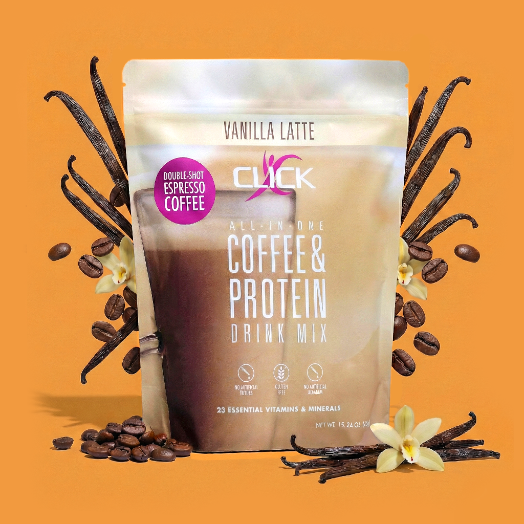 CLICK Coffee Protein Powder Meal Replacement, Vanilla Latte Flavor