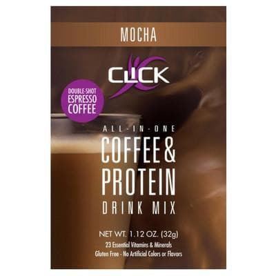 CLICK: Coffee & Protein Powder, All-in-One Single-Serving Packet CLICK All-In-One Protein & Coffee Meal Replacement Drink Mix, Sample Packet, Mocha Flavor
